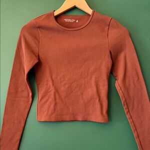 Abercrombie & Fitch Rust Ribbed Womens XS Long Sleeve Soft A&F Collection Basic